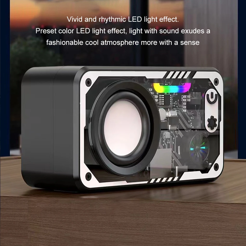 Transparent Mecha Speakers Bluetooth 5.0 Wireless Double Bass Diaphragm Subwoofer Music TWS RGB Light Mini Party Loudspeaker