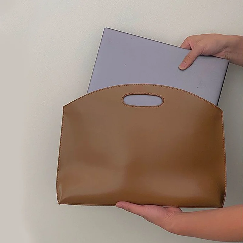 Women's Handbag New Large-capacity File Bag Fashionable Versatile Commuter Bag Leather Briefcase Envelope Clutch Bag view 5