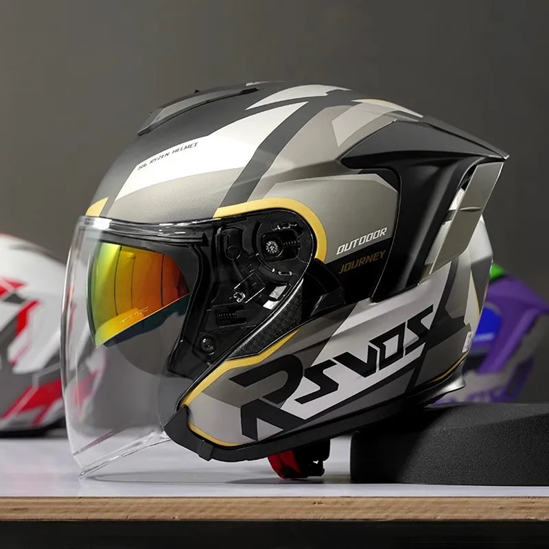 Motorcycle Helmet Men Machine Women Summer Three-Quarter Helmet Locomotive Half Helmet Four Seasons Universal RO-5