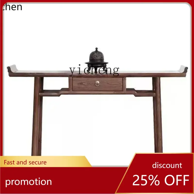 

ZMLBlack Walnut Buddha Worship Table Ash Wood Flat Long Narrow Table a Long Narrow Table Entrance Case