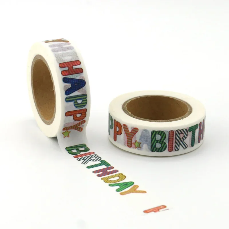 Happy Birthday Washi Tape, 10M Sticker Tape Roll Crafting Supplies, Birthday Greeting Washi Tape for Birthday Party Decoration