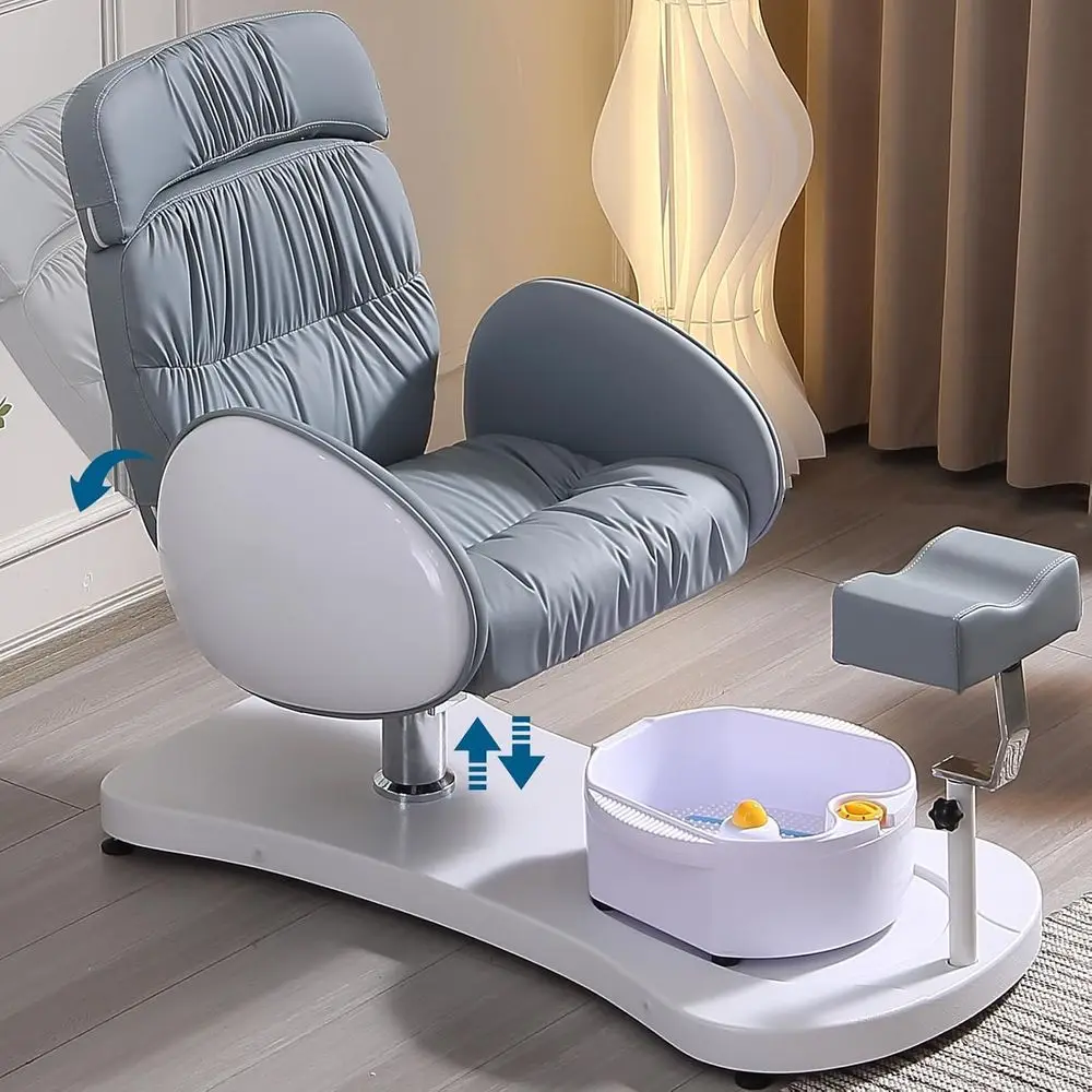 

Pedicure Chair No Plumbing for Nail Tech, 360 Swivel Reclining Pedicure Unit w/Bowl and Footrest, Hydraulically Adjustable Heigh