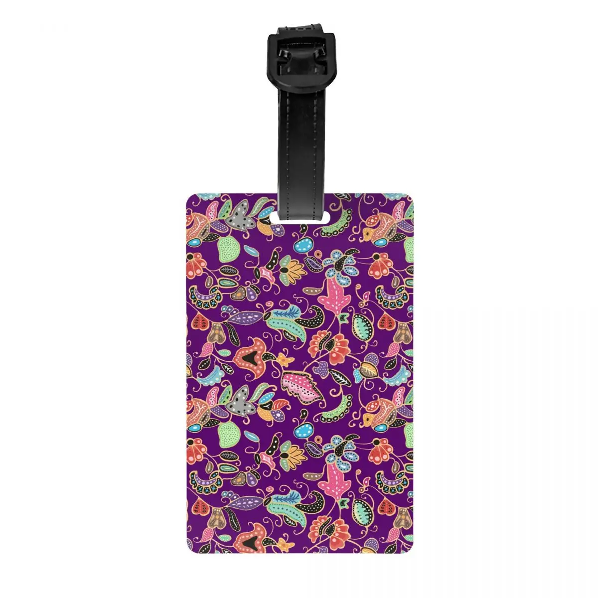 

Custom Sarong Batik Kebaya Purple Luggage Tag With Name Card Privacy Cover ID Label for Travel Bag Suitcase
