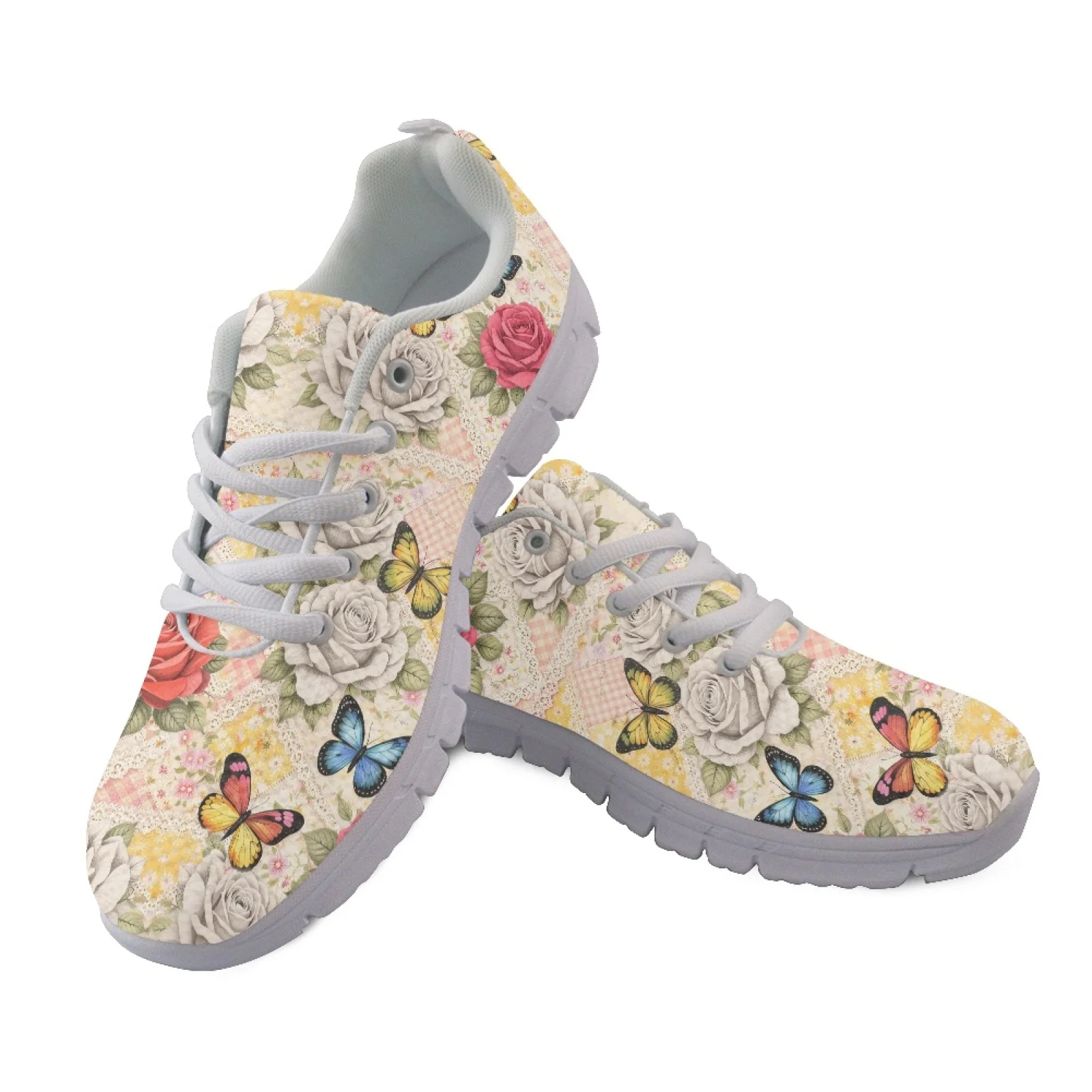 Coloranimal Rose Butterfly Athletic Sport Footwear Mesh & EVA Sole Athletic Sneaker Breathable Running Shoes for Women