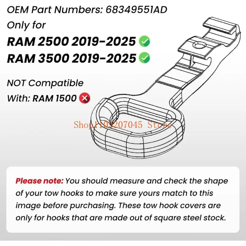 37cd Hard Tow Hook Protectors Front Hitch Cover Front Tow Hook Shield Easy to Use Quick Fixing Upgrades for 2500/3500