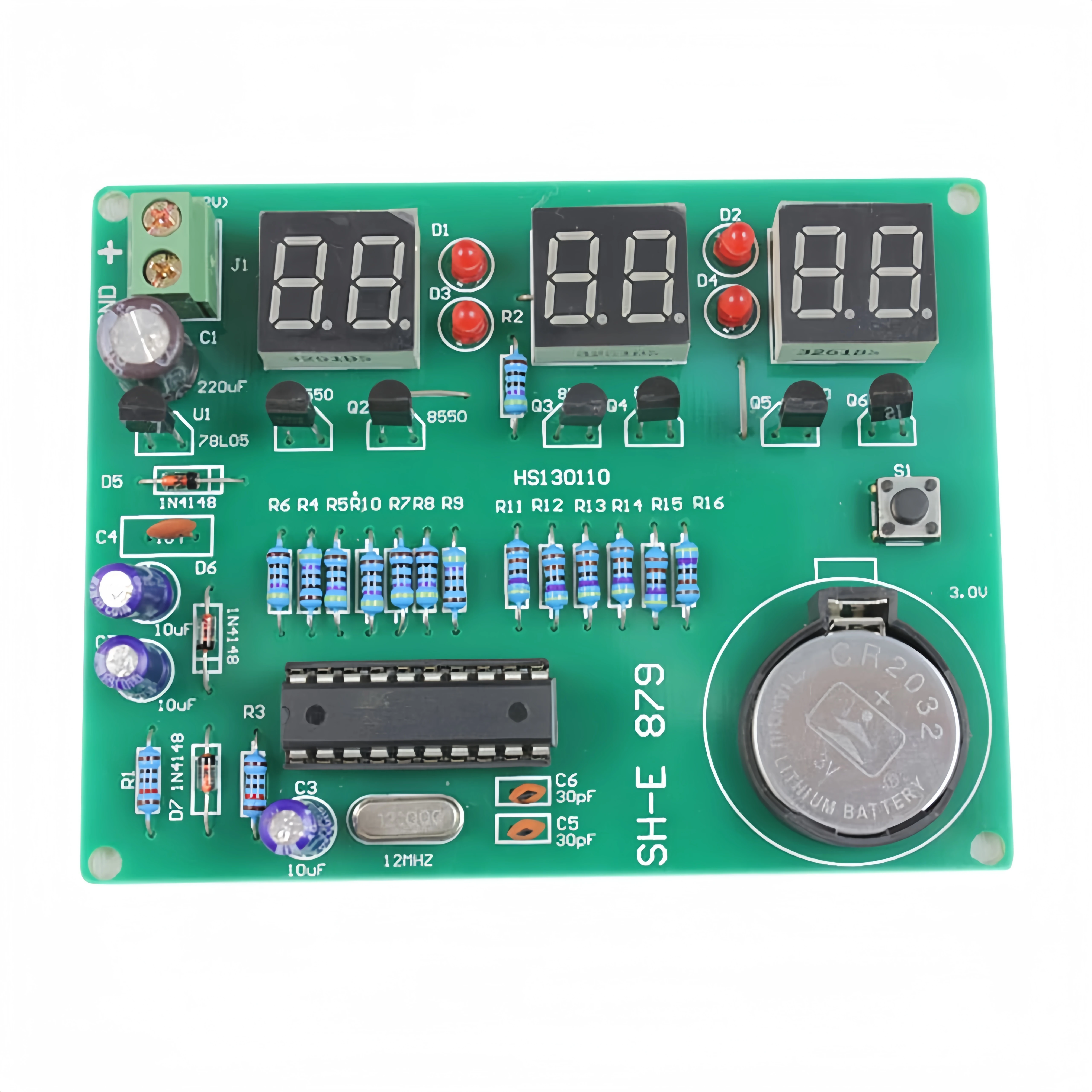 DIY Kits AT89C2051 Electronic Clock Digital Tube LED Display Suite Electronic Module Parts and Components DC 9V - 12V