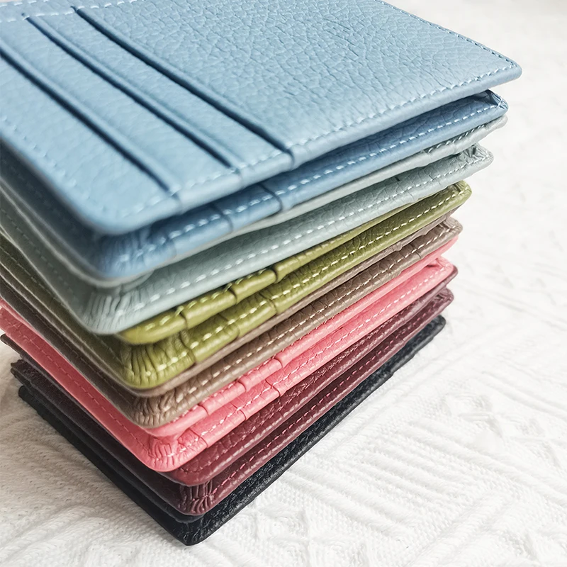 Custom Name Luxury Design Card Holder Fashion Zipper Genuine Leather Coin Purse Casual Wholesale Business Card Wallet For Woman