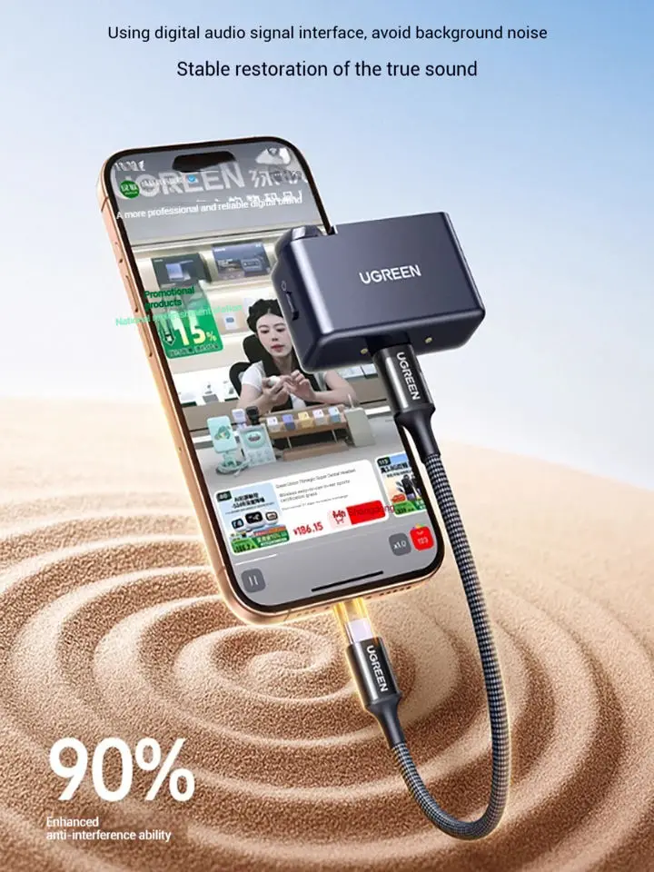 UGREEN Mic6 2.4G Wireless Mini Lapel Microphone Live Streaming Noise Reduction Device Mobile for Camera Microphone iPhone
