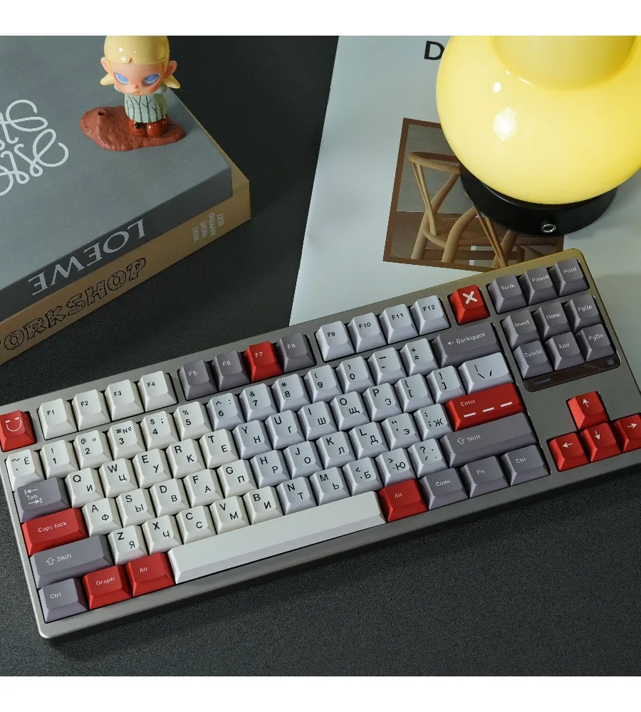 

Sublimation Original factory Highly mechanical keyboard keycaps Classic Russian gray light keycaps All five sides