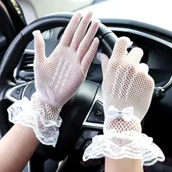 Short Lace Women Retro Hollow Out Gloves Bow Mesh Lolita Anime Cosplay Decorated Fishnet Dress Up Wedding Etiquette Gloves