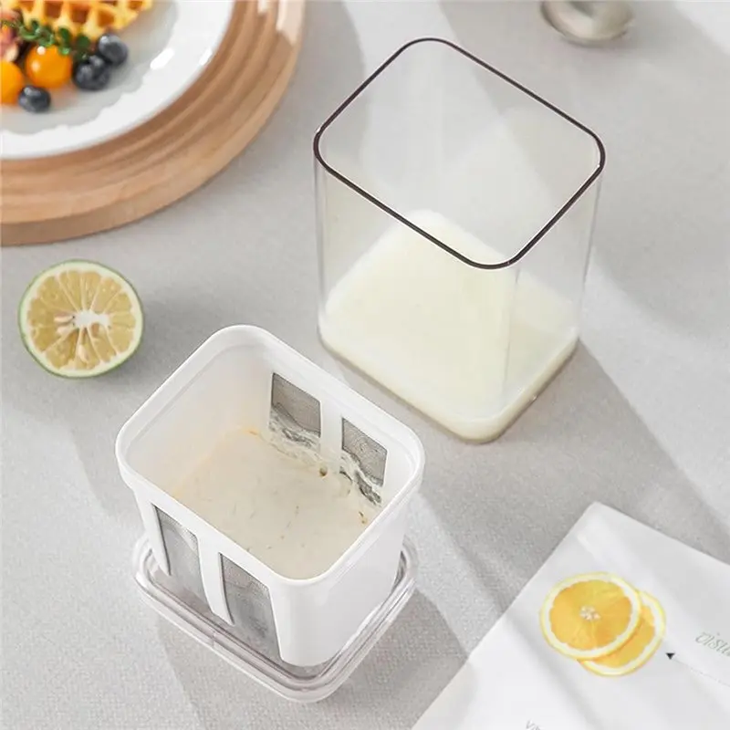 B62B-Greek Yogurt Strainer, 1100Ml Multi Purpose Yoghurt Maker Including Fine Mesh Bag& Lid For Thick Greek Yogurt, Soybean Milk