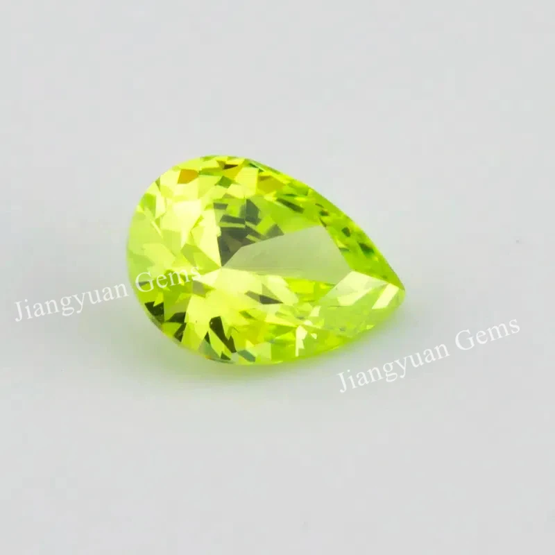 Größe 3x5mm~10x12mm 5A Zirkon Birnenförmiger Apfelgrüner Kubischer Zirkonia Stein Loser CZ Synthetischer Edelstein für Schmuckherstellung – Detail 2