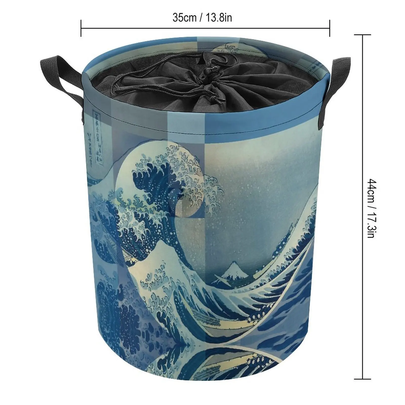 Hokusai Meets Fibonacci Golden Ratio for Laundry Basket Storage Tank Dust Proof Funny Storage of Clothes Lifting Hand Can Be Fol