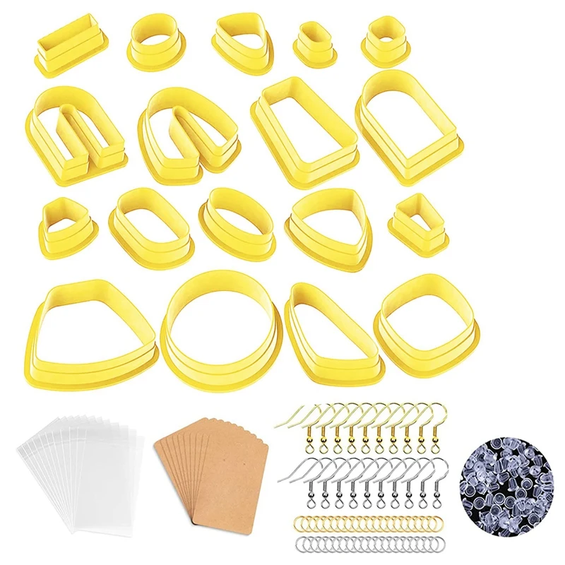 118PCS Polymer Clay Cutter Plastic Making Earring Jewelry DIY Mold With Storage Cardboard