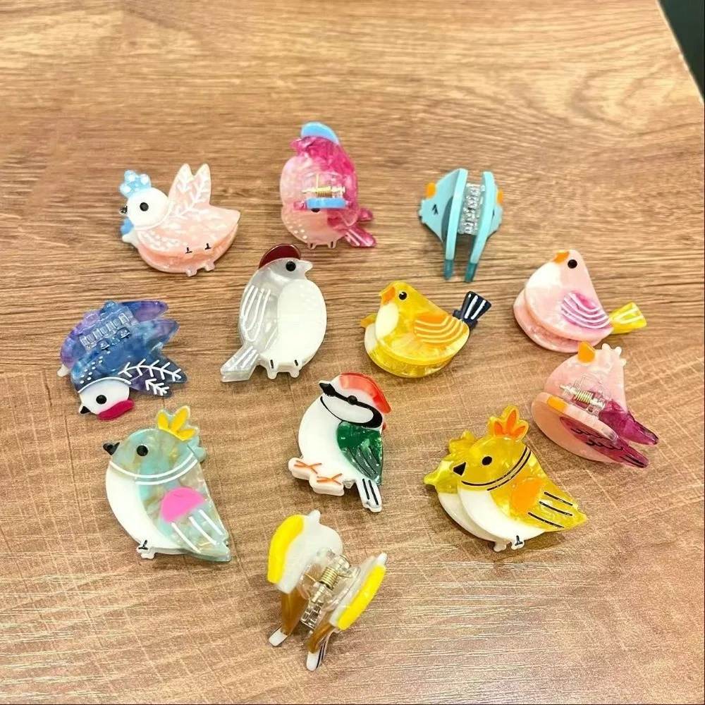Niedliche Cartoon-Vogel-Haarklammer Mini-Größe Acetat-Haarspange Haaraccessoires Bunte Damen-Haarnadel