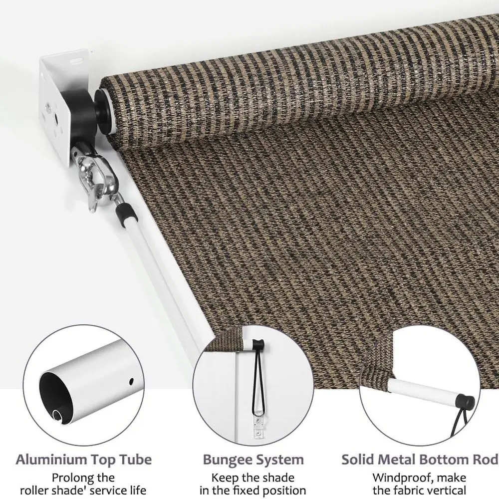 Cordless Outdoor Roll-Up Shade, 4ft x 6ft, 90% UV Block, Privacy Screen for Patios, Pergolas, Mocha
