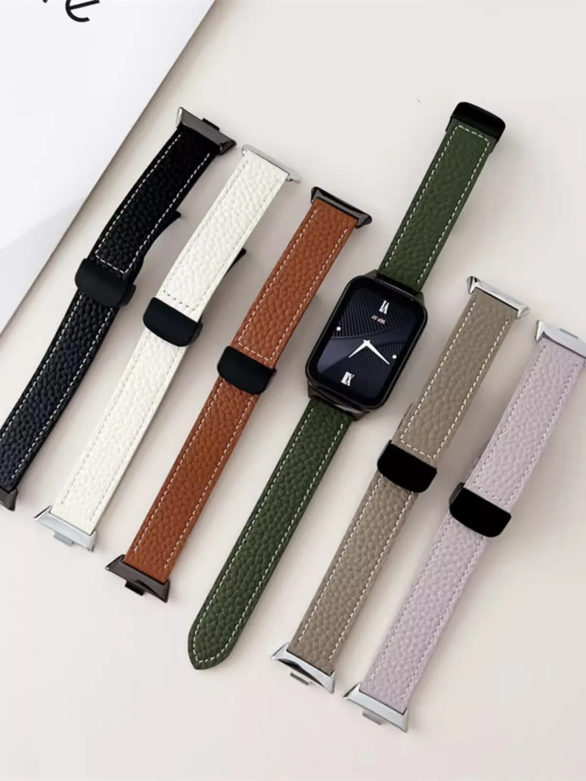 حزام جلد لشاومي مي باند ، سوار مشبك مغناطيسي لساعة ريدمي 4 ، سوار معصم بديل ، ملحقات حلقة ، 8 برو ، الموضة