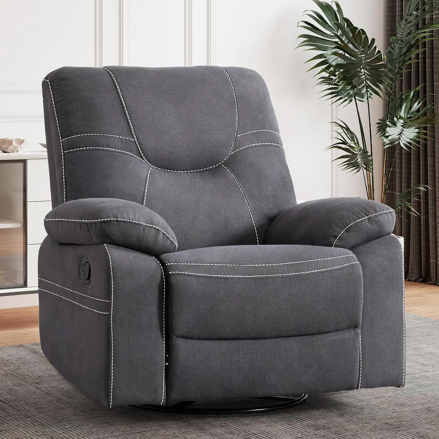360° Swivel Rocker Recliner Chair for Adults, Oversized Manual Glider Recliners with Overstuffed Backrest,, Customized