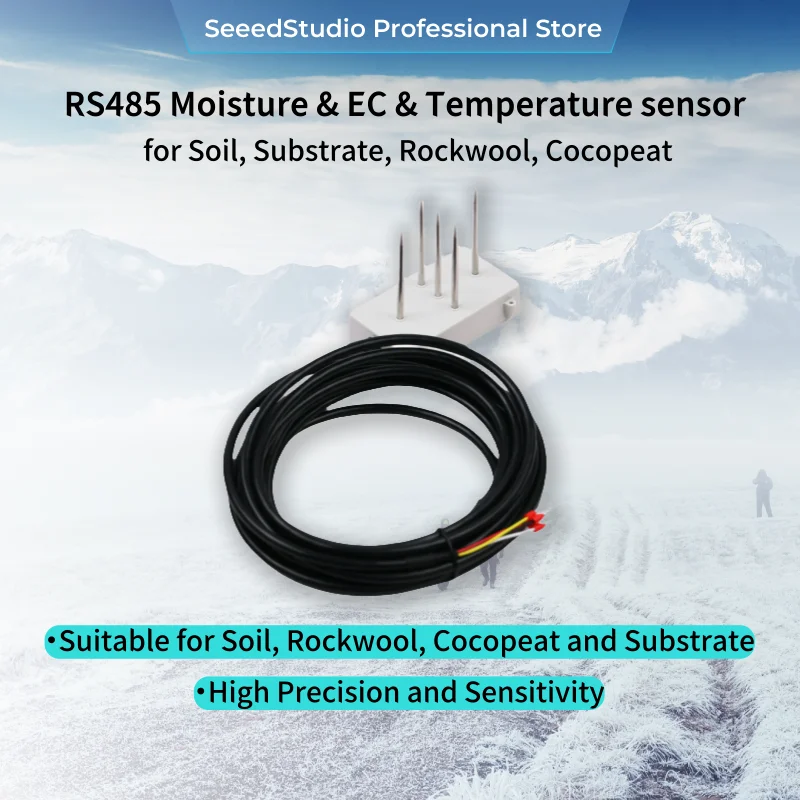 RS485 مستشعر الرطوبة وال EC ودرجة الحرارة للتربة والركيزة والصوف الصخري والكوكوبيات