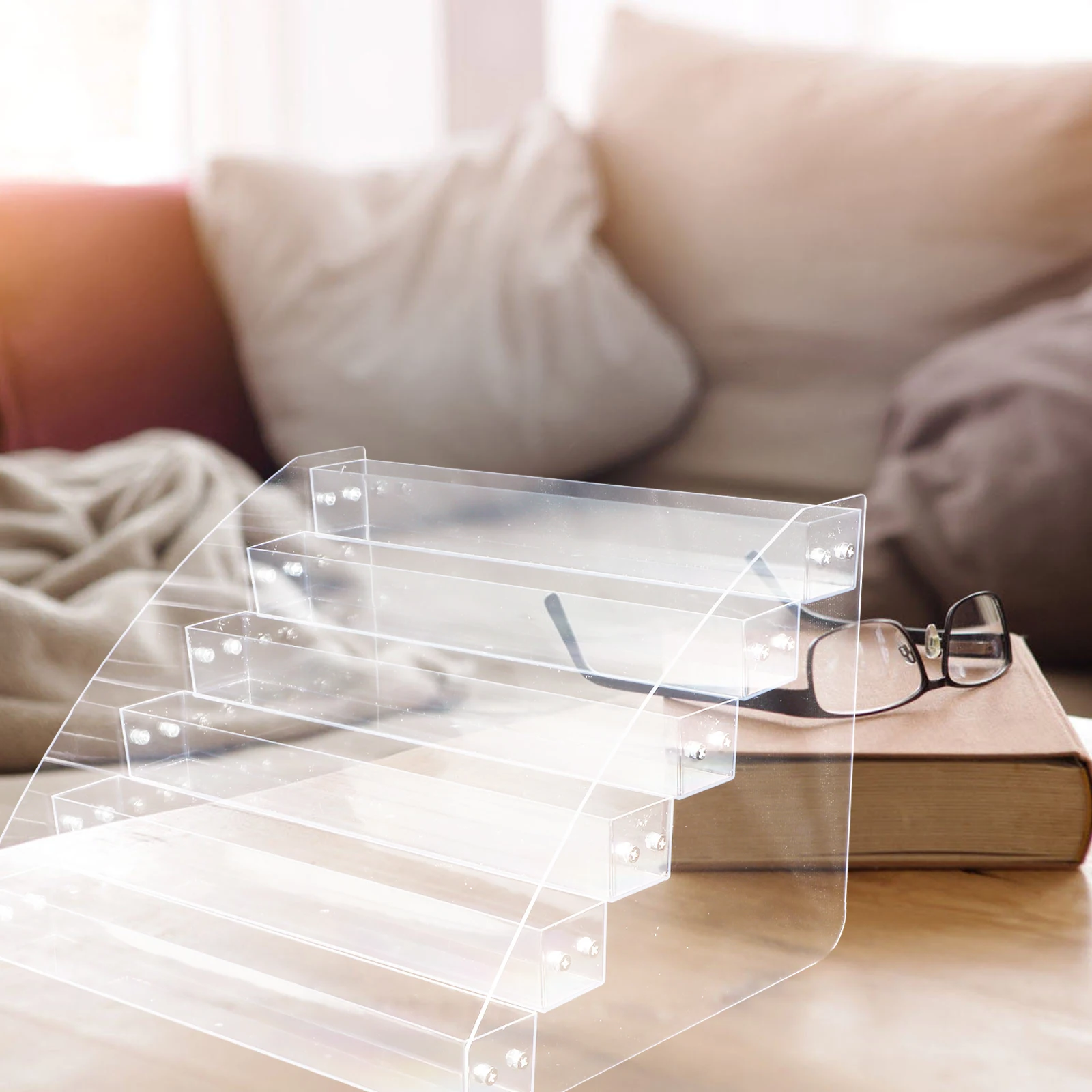 

Glasses Display Stand Desktop 6-Layers Acrylic Sunglasses Rack Holder Organizer Compact Stable Glasses Holders Display Riser