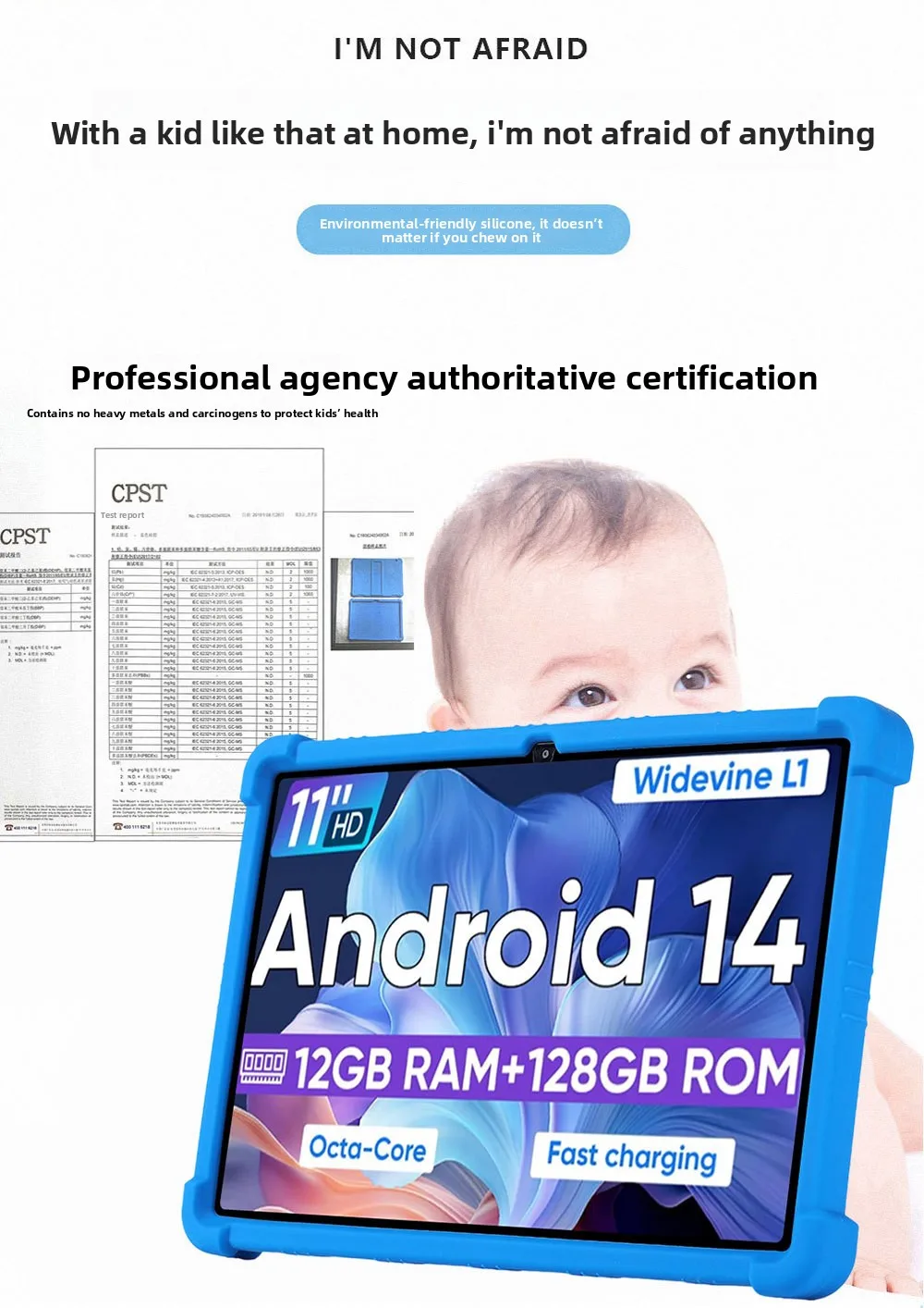 Silikonhülle für TUOHAITIME C5 WXUNJA C5 11 Zoll Tablet, stoßfeste Schutzhülle mit Ständer, TPU-Ganzkörperhülle – Detail 5