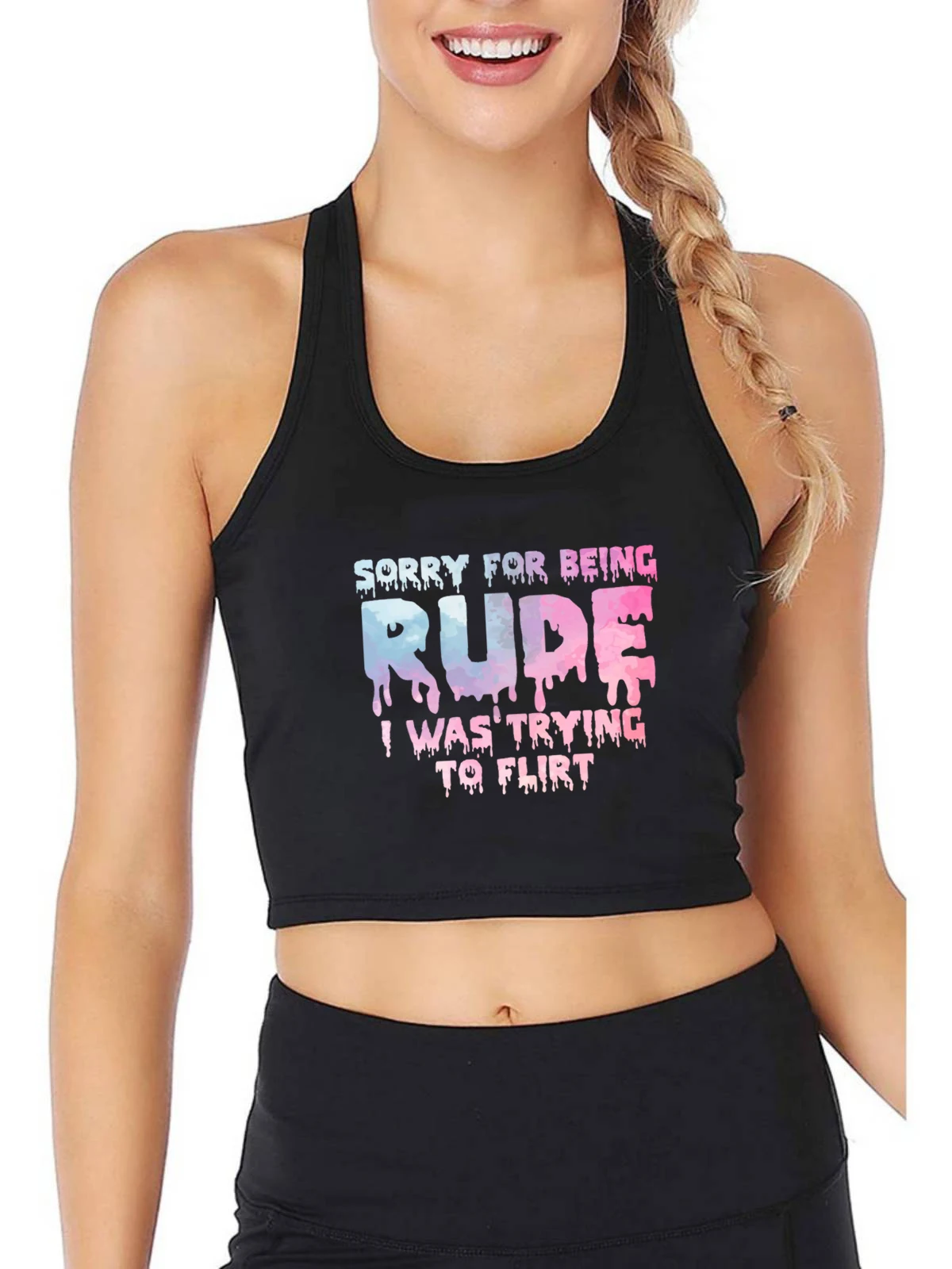 Pastel Goth Kawaii Gothic Snarky Sassy Sarcastic Hip Hop Inscriptions Print Tank Top Women's Yoga Sports Workout Crop Top