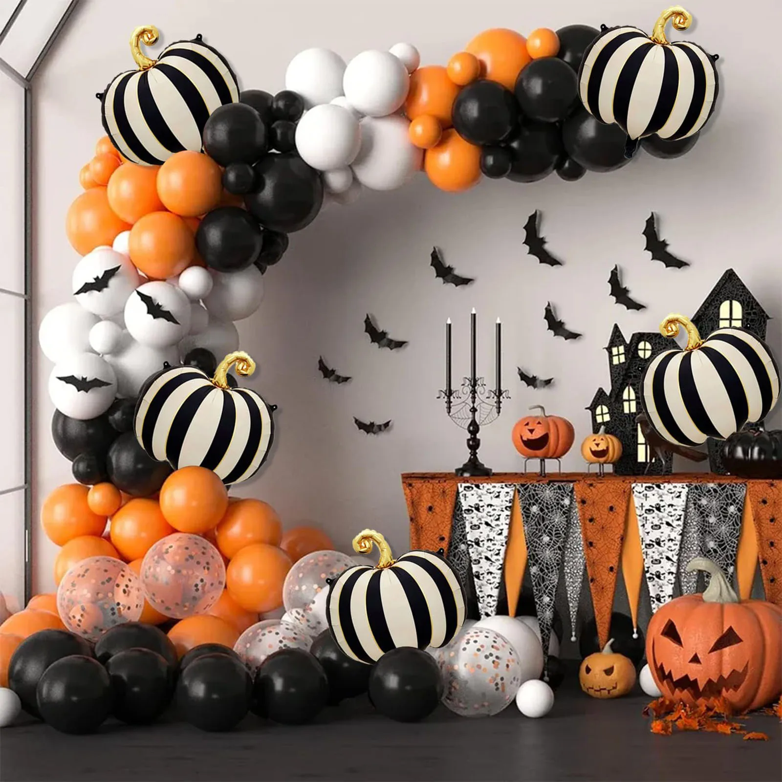 6-teiliges Set mit 24,8-Zoll-Kürbis-Folienballons, geeignet für Halloween-, Spukhaus- und Thanksgiving-Partydekorationen, wiederverwendbar – Detail 4