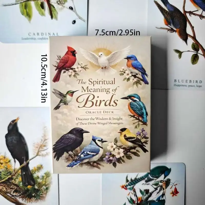 The Spiritual Meaning of Birds Oracle Deck, 50 Pcs Nature-Inspired Fortune Telling Cards for Insight & Wisdom