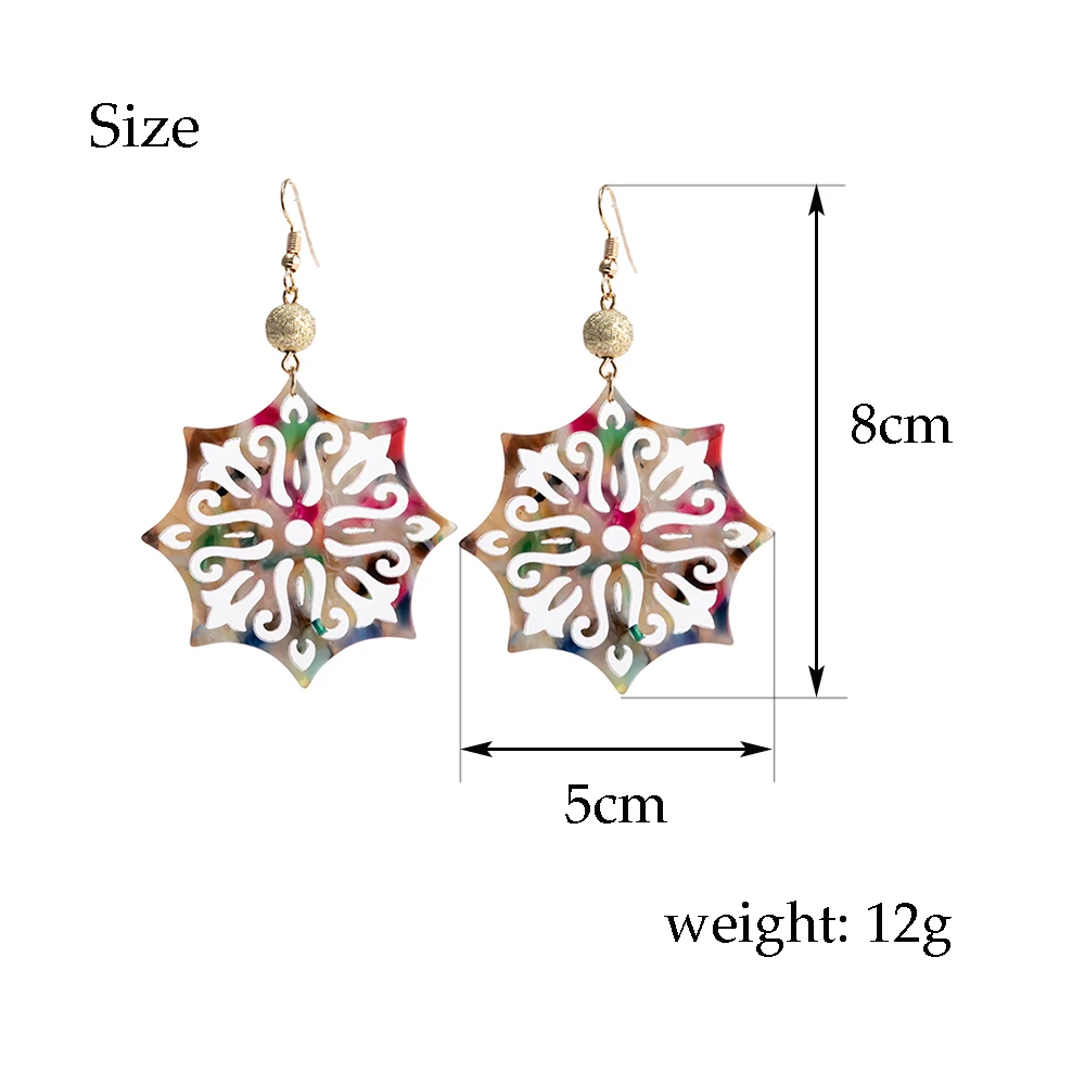 Fashion Dangle Earring Long Colorful Acetate Jewelry Tortoiseshell Women Earrings Flamenco Accessories Trendy Summer Party New