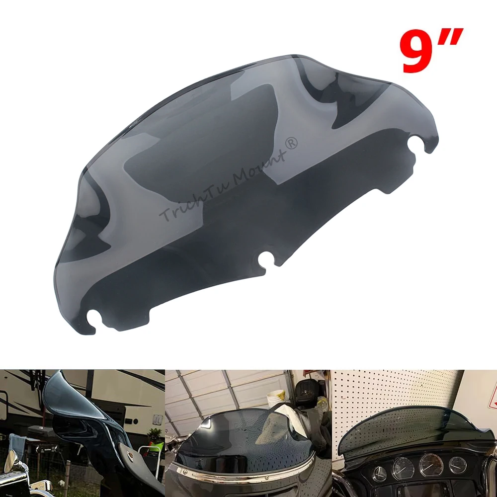 9 Inch Motorcycle Windscreen Windshield Fairing Wind Deflectors Fits For Harley Electra Glide Street Glide 2014-2023