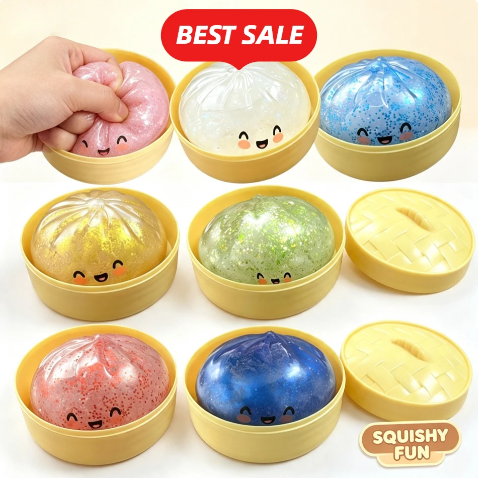 Neues heißes Glitzer-Spielzeug, seltene Hidden Edition Dumpling Squishy Sparkle Bun, sensorisches Dampfspielzeug, weiches Fidget-Spielzeug zur Stresslinderung für Erwachsene im Büro.