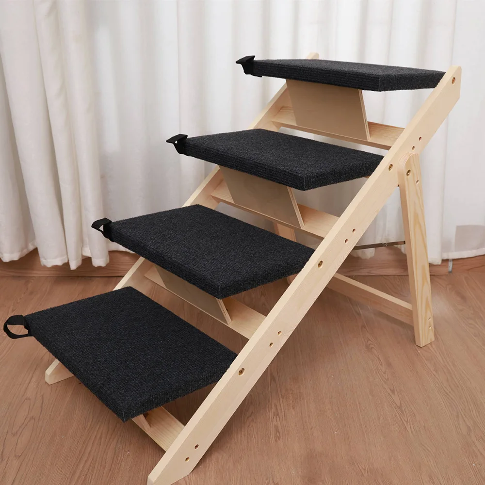 

Деревянная лестница для домашних животных 4-в-1/ступеньки для домашних животных Складная деревянная лестница для собак для кроватей Дивана и автомобилей Рампа для собак с 2 ступеньками для маленьких, средних и больших домашних животных