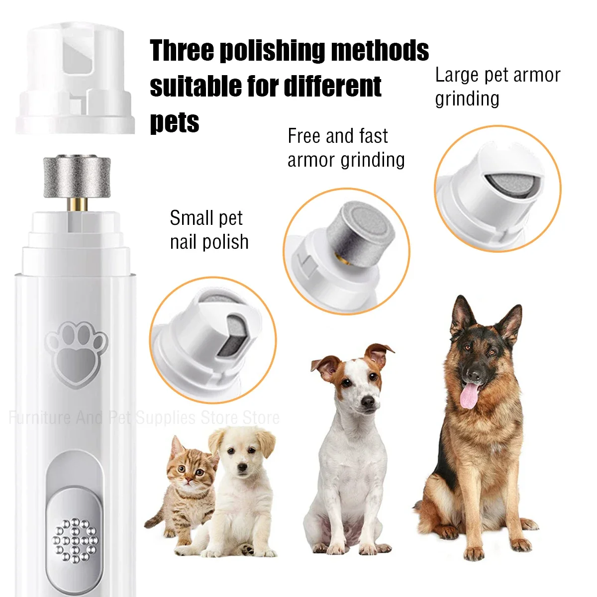 Electric Dog Nail Grinder Pet Nail Clipper USB Rechargeable Pet Nail Trimmers Painless with Polisher Wheel for Small/Large Pets