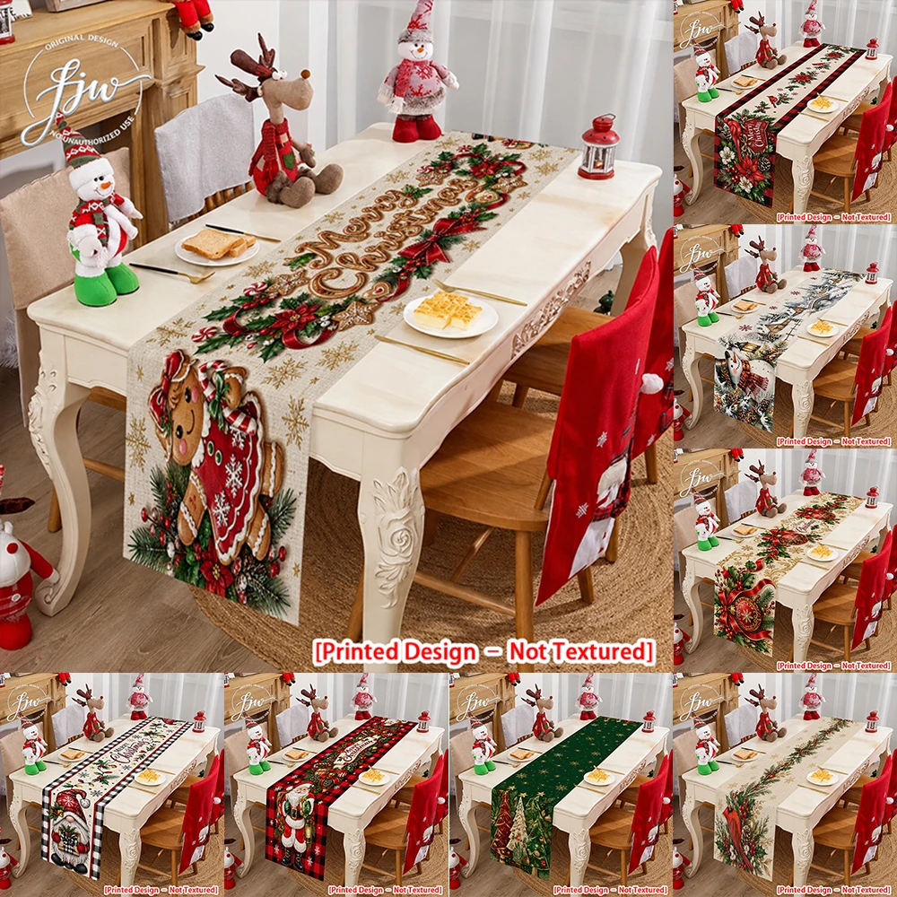 1pc Christmas Table Runner Seasonal Winter Holiday Dining Table Decor for Home Party