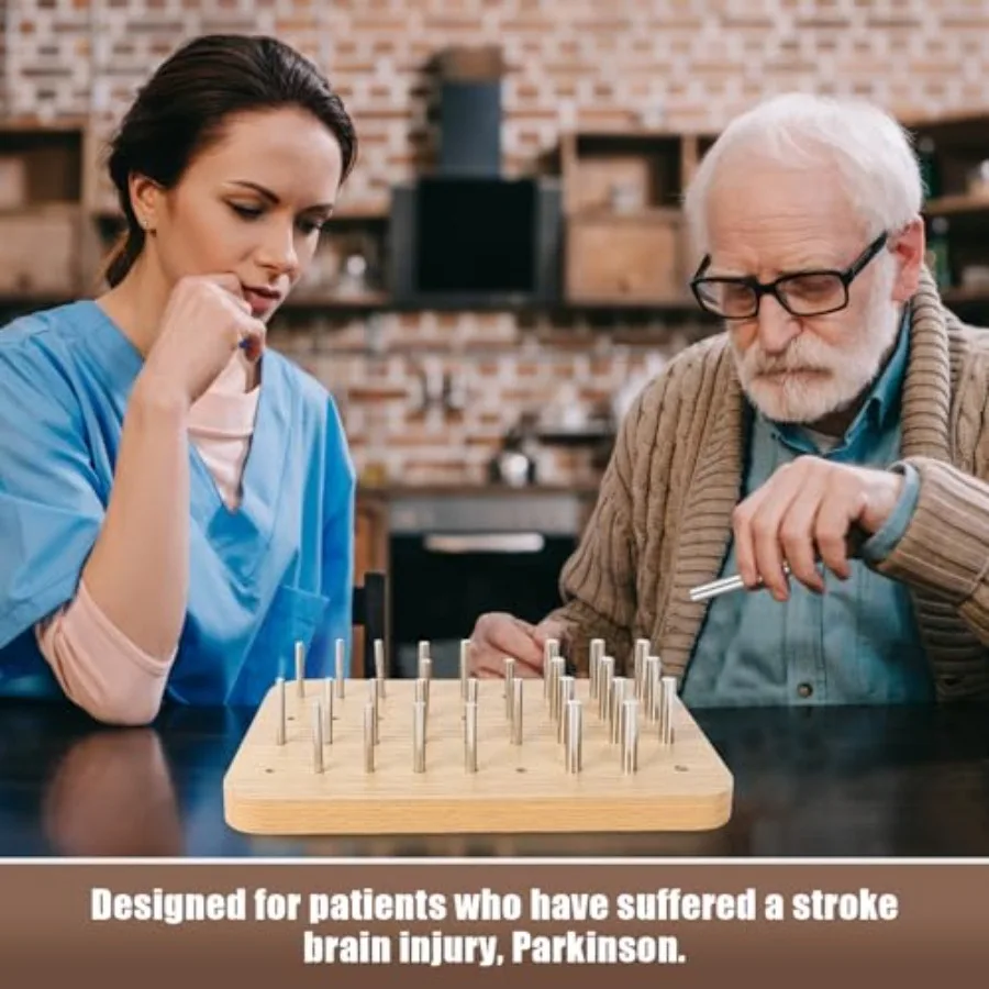 36-gaats houten ophangbord voor vingervaardigheid en handrevalidatie met 4 mm 6 mm 8 mm haringen om fijne motoriek te verbeteren en handoog