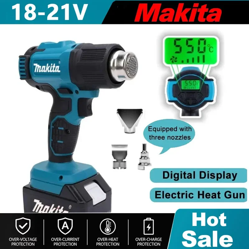 Makita Industrial Handheld Electric Heat Gun 18V Cordless Adjustable Hot Air Gun with Temperatures for Various Applications