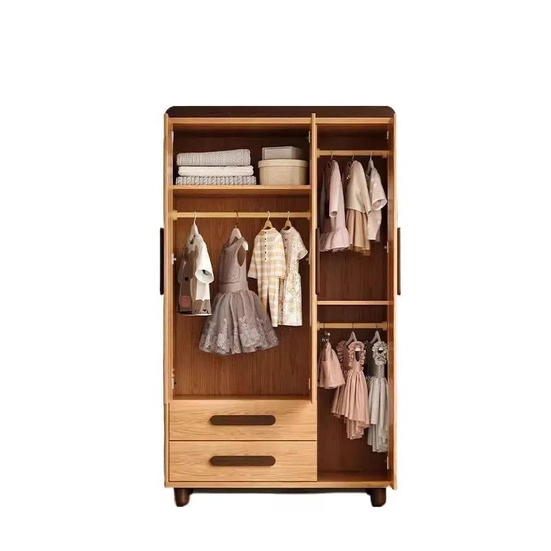 All solid wood oak bedroom wardrobe boys and girls room children boys and girls small wardrobe