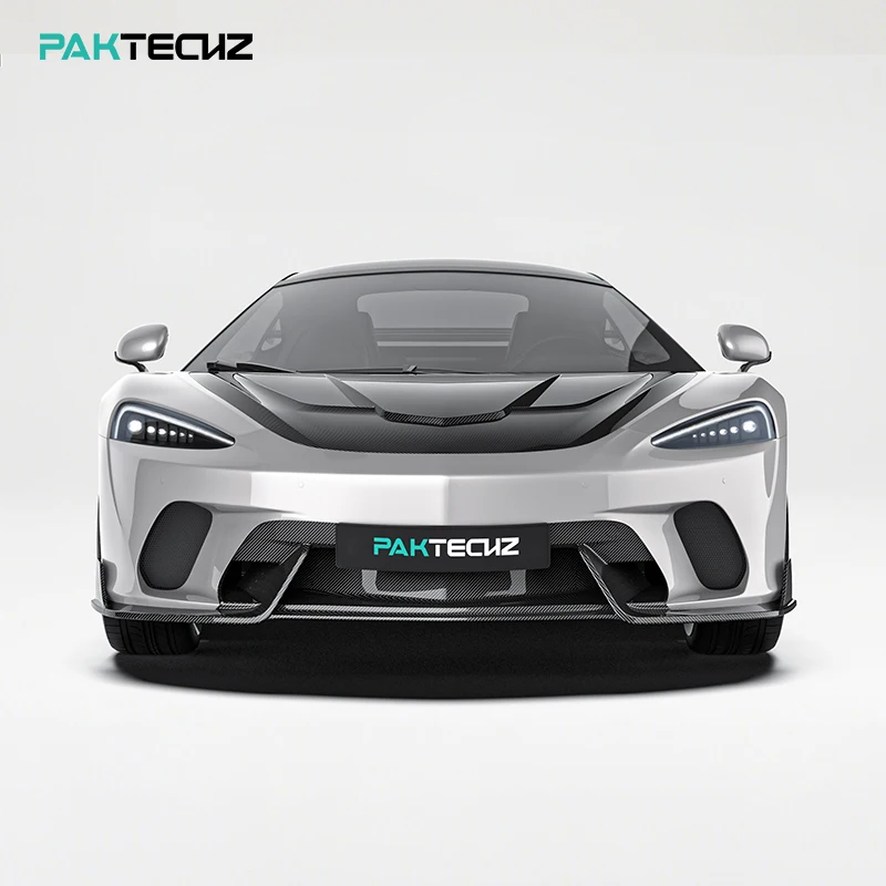 Paktechz Dry Carbon Fiber Full Body Kit Front Lip Hood Side Skirt Rear Diffuser Spoiler for McLaren GT