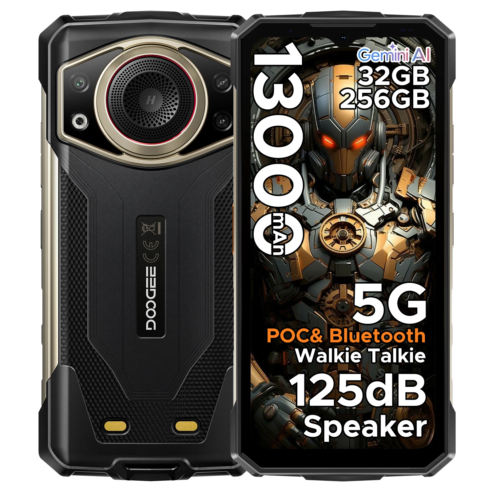 DOOGEE Fire 7 Ultra 5G Robuuste Telefoon POC Walkie-Talkie Mobiele Telefoon 13000mAh Batterij 32GB RAM (8+24) 256GB ROM Dimensity 6300 NFC