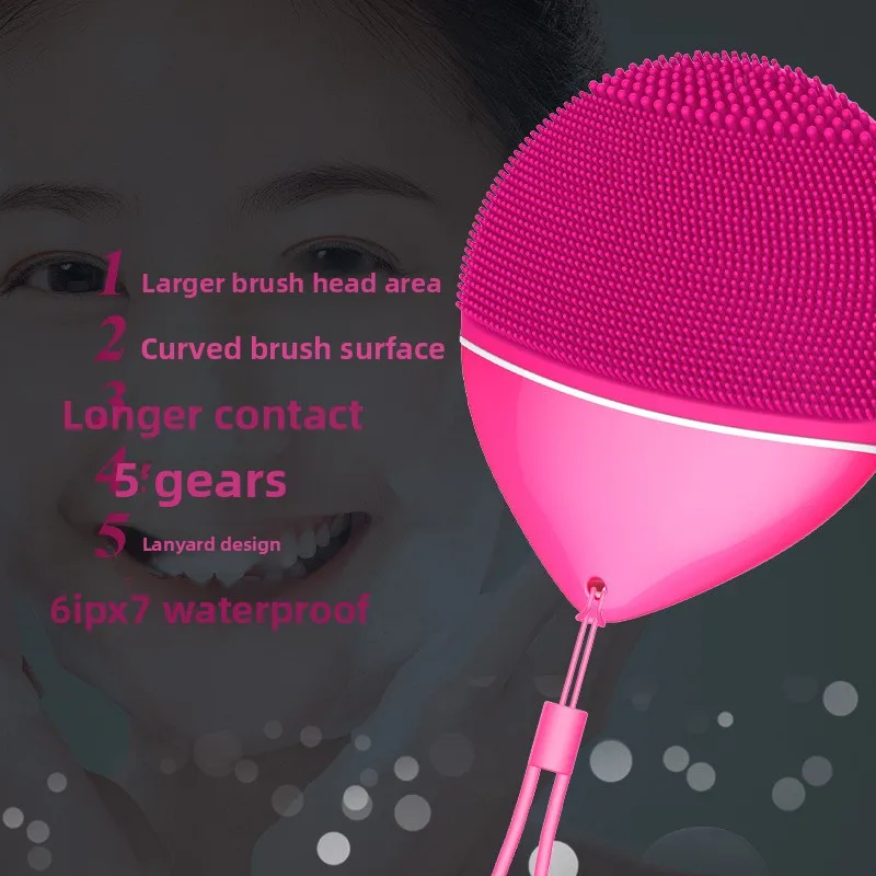 Electric Face Cleansing Device – Soft Silicone Bristles, Blackhead Remover,