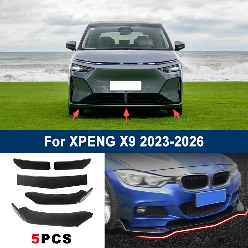 For XPENG X9 2023-2026 model, adjustable 5PCS front bumper lip spoiler protection decorative kit, car body kit