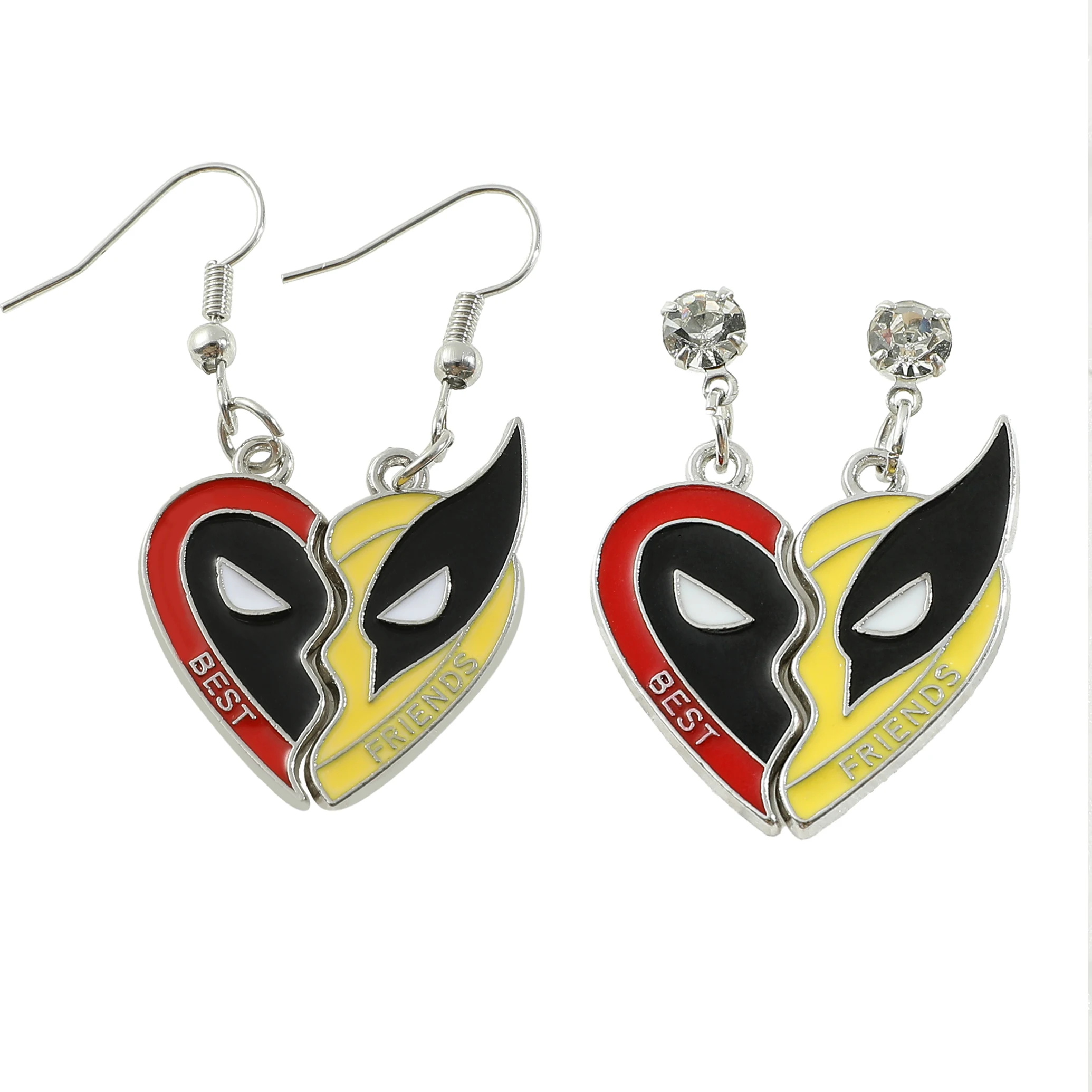 Trend Fashion Deadpool Wolverine Heart Splice Matching Accessories Pendant Movie Figure Best Friends Gift
