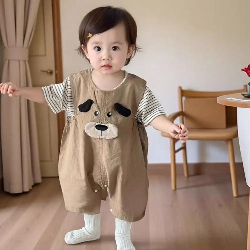Casual Outfit Stripe Baby Jumper Romper Bodysuit Infant Romper Cartoon Dog Baby Jumpsuit Cotton Overalls Toddle Climb Suit Gifts