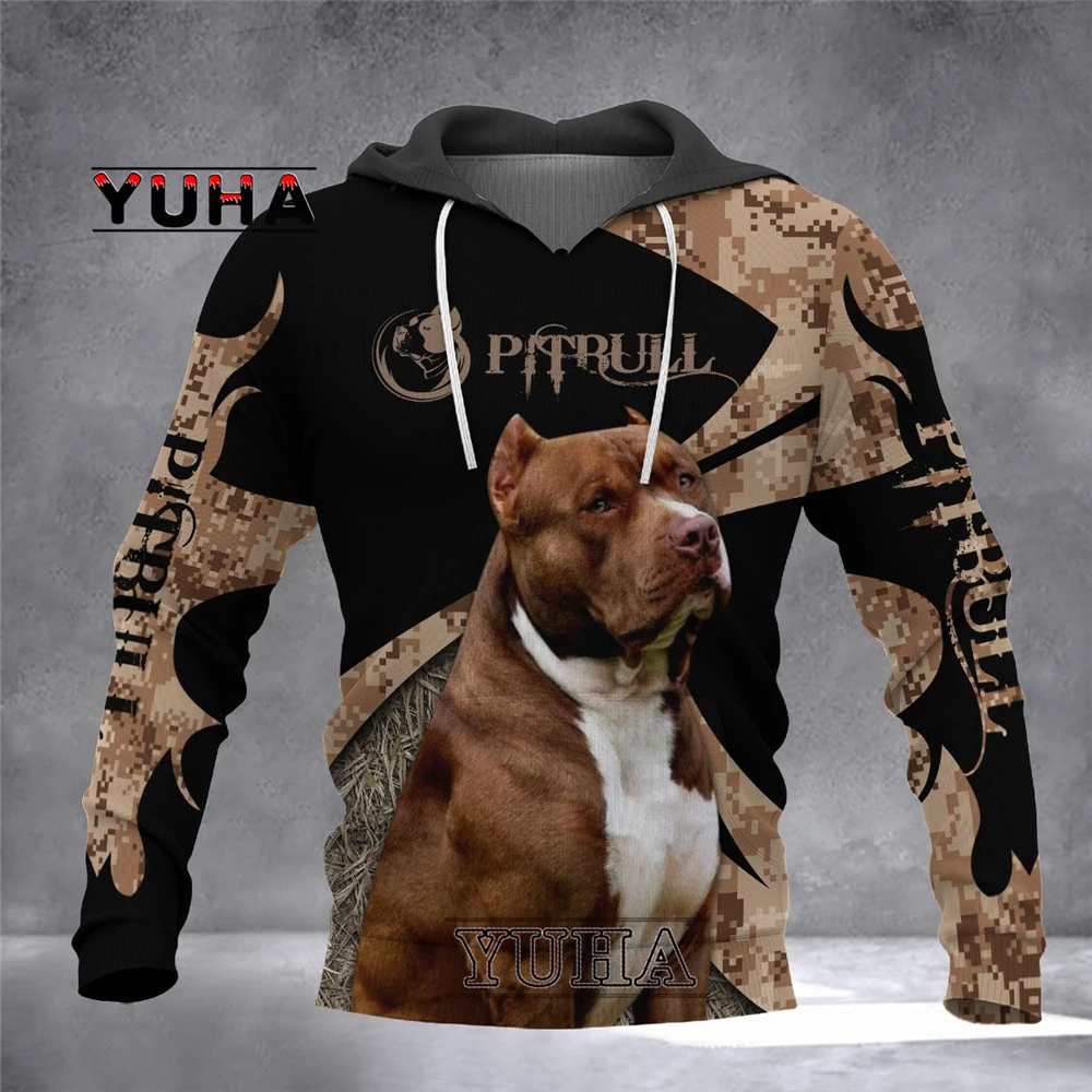 Pitbull animal dog men\'s hoodie 3D Gulf print men\'s autumn hoodie retro unisex casual pullover street coat sweater sportswear
