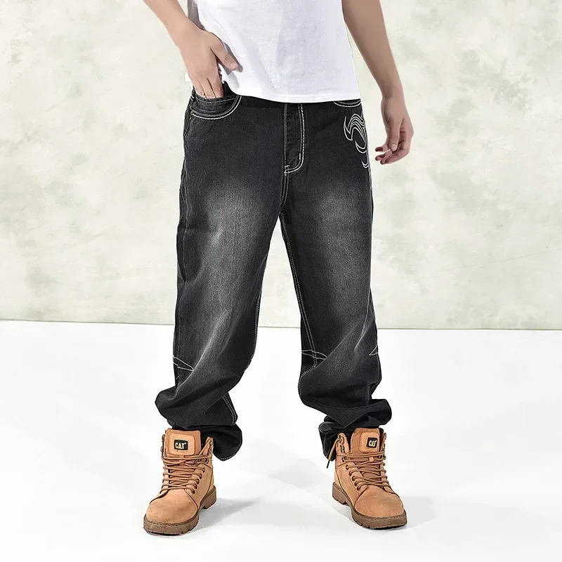 46 Plus Size 2021 Summer High Quality Chic Men's Baggy Male Casual Denim Straight Pants Fashion Jeans Loose Trousers Streetwear