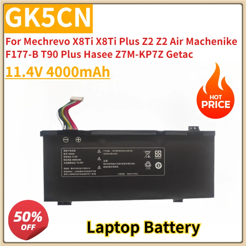 

New (Laptop Battery 11.4V 4000mAh GK5CN for Mechrevo X8Ti X8Ti Plus Z2 Z2 Air Machenike F177-B T90 Plus Hasee Z7M-KP7Z Getac
