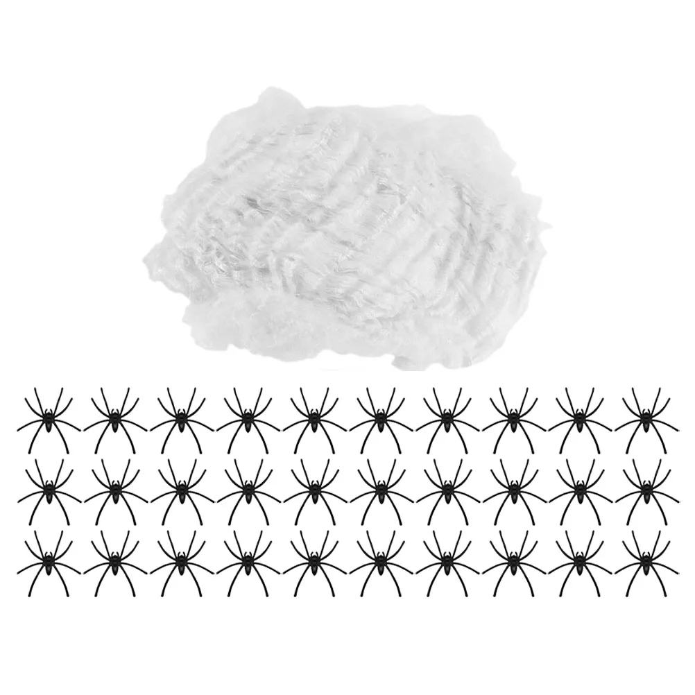 

1 set Spider Decoration Set Artificial Spider Webs With Spiders For Halloween Party Yard Garden Patio Roof Decor Halloween Props
