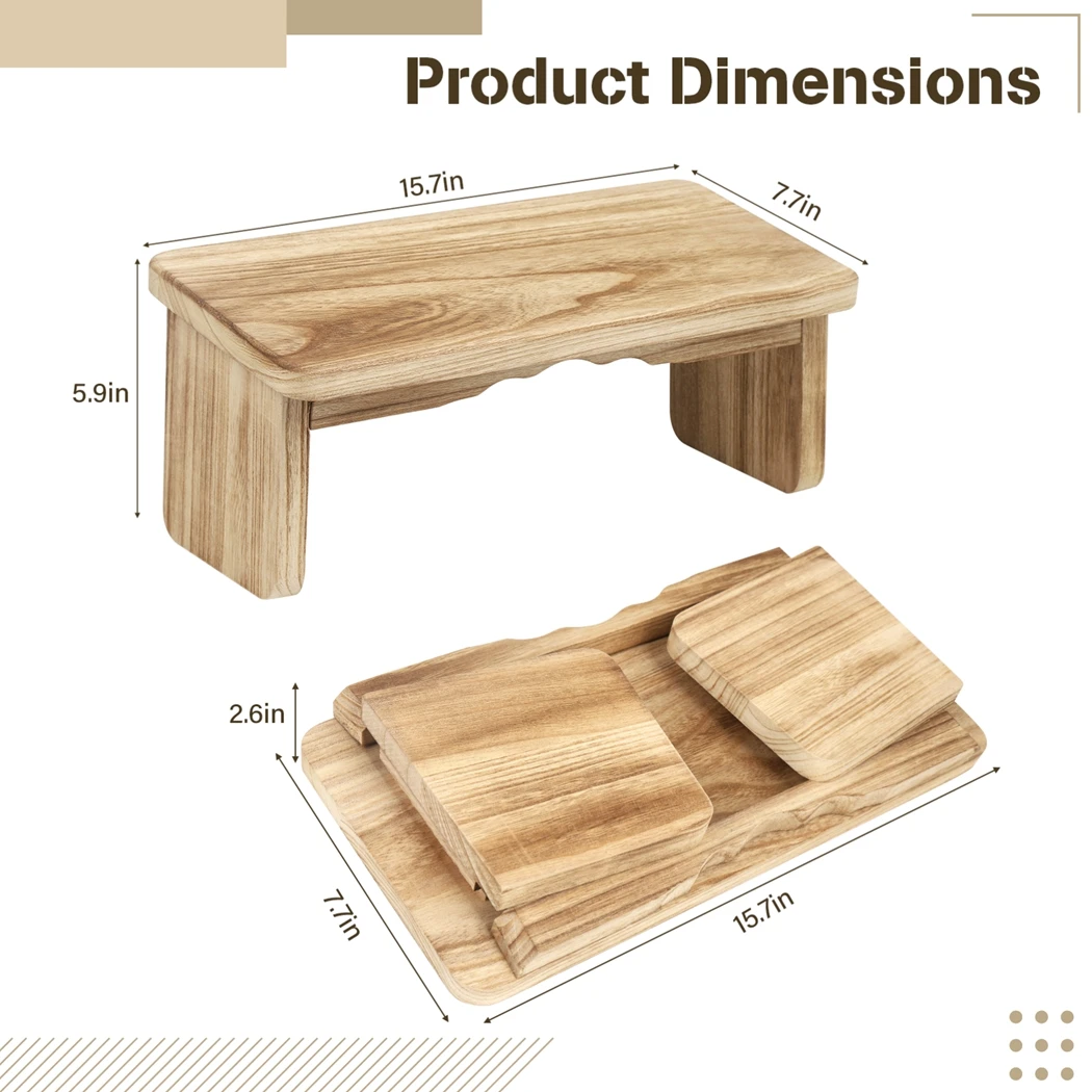 ヨガ用の折りたたみ式木製瞑想ベンチ,人間工学に基づいた膝蓋骨ツール,安定化ベンチ,耐久性のある金属ヒンジ付き