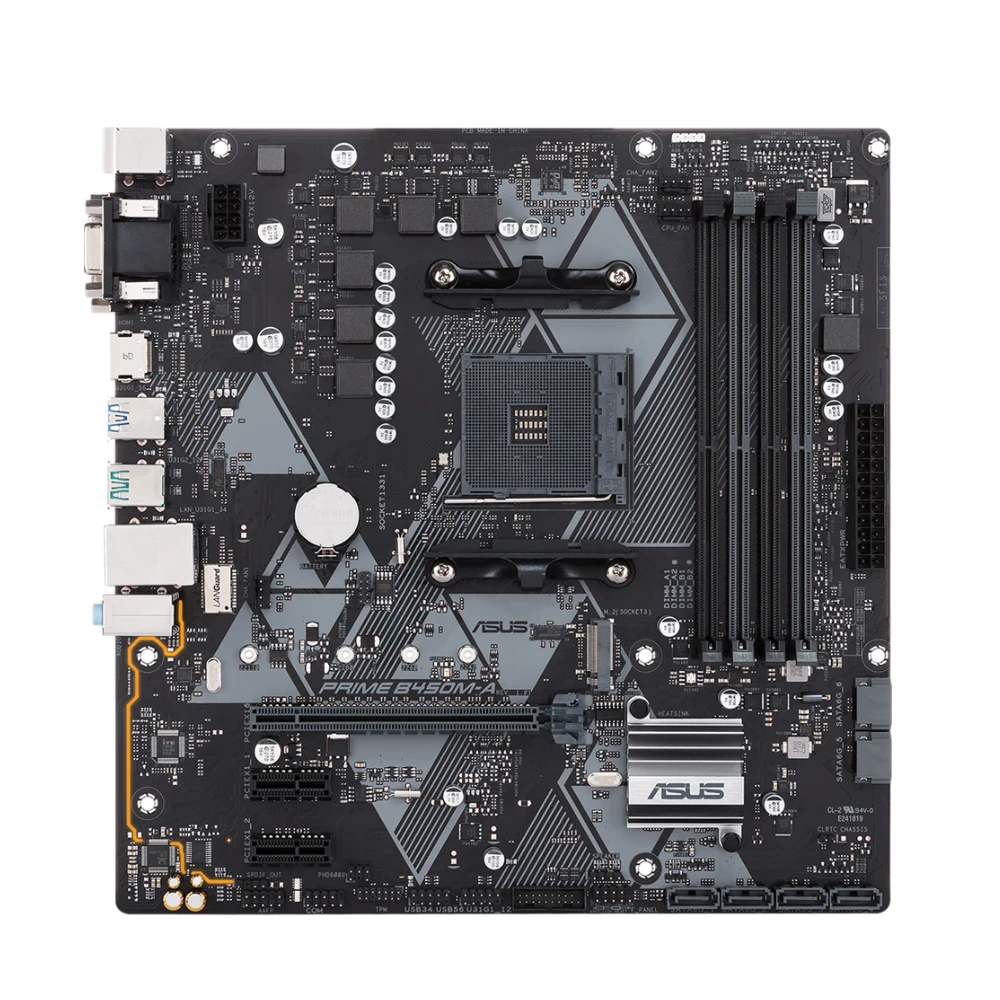PRIME B450M-A Motherboard AMD B450 AM4 Socket Support Ryzen 5 5600X 5600 7 5800X3D 3 3300X 9 5900X CPU DDR4 M.2 HDMI mATX view 5