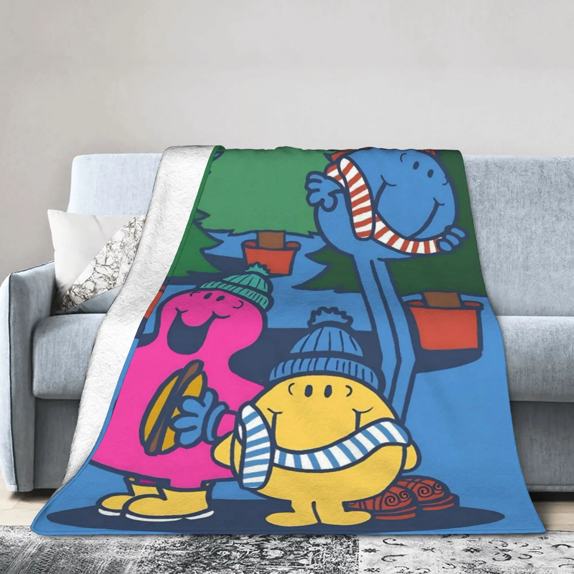 Funny M-Mr M-Men L-Little M-Miss Blanket Cover Velvet  Super Warm Throw Blanket for Outdoor Travel Bed Rug